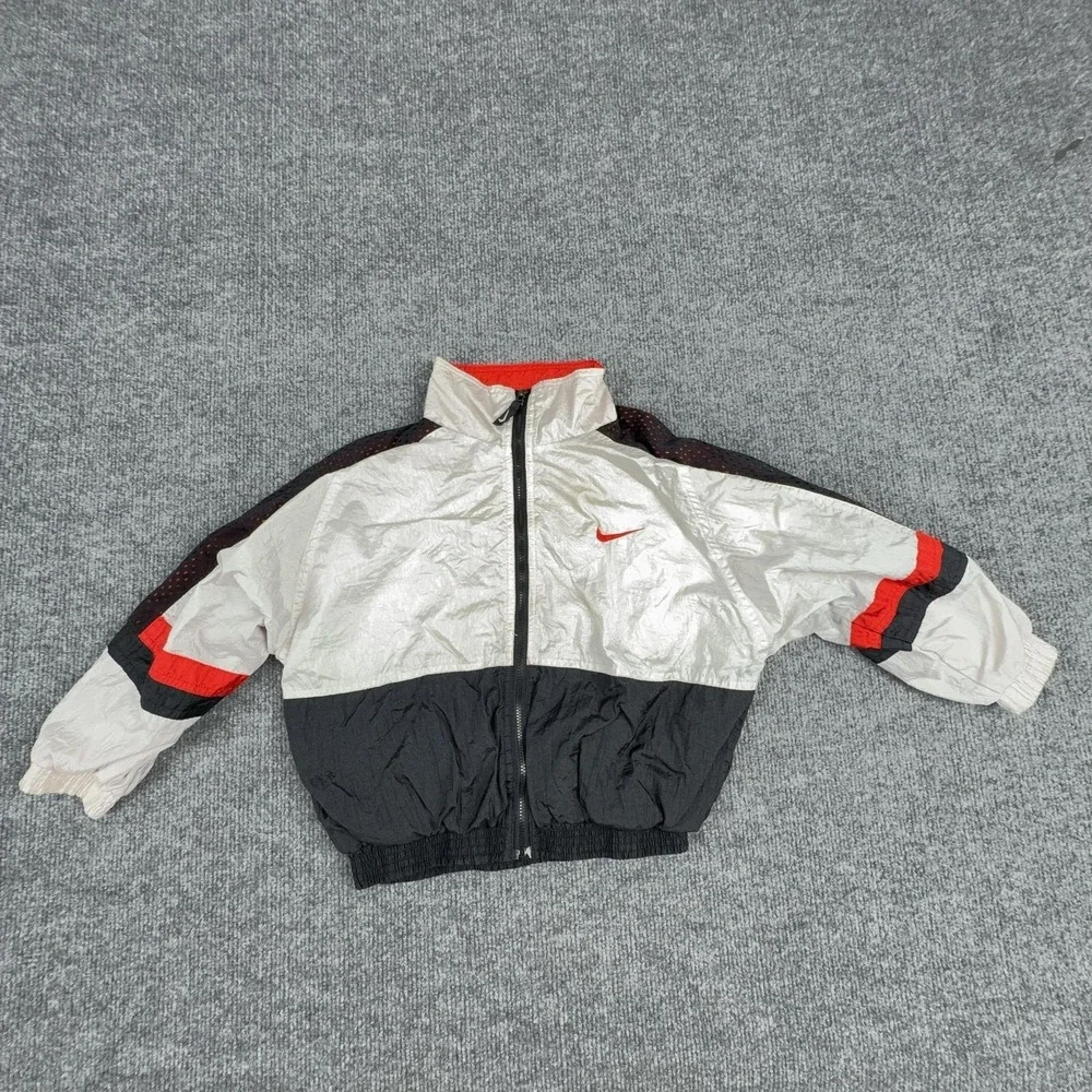 Nike Jacket Kids 5/6 Multicolor Colorblock Nylon Windbreaker Full Zip‎ Swoosh